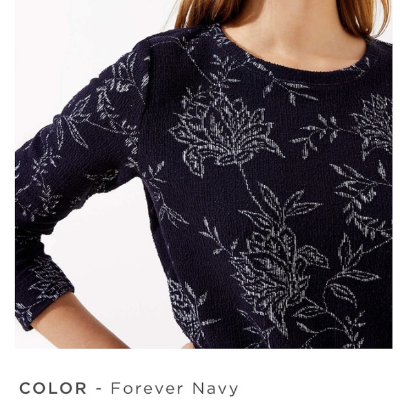 NWT! LOFT Navy Bubble Sweater - Picture 3 of 7